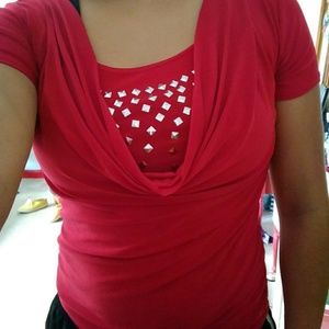 Red shirt with silver aluminum sparkles